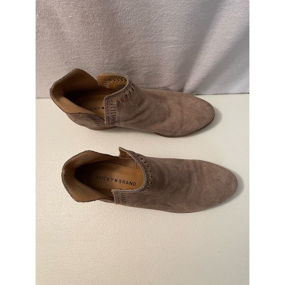 Lucky Brand Leather Suede Beige size 8 M Ankle women’s‎ boots - Picture 3 of 11